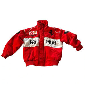 Ferrari boys size Small Vintage Red jacket with patches and embroidery
